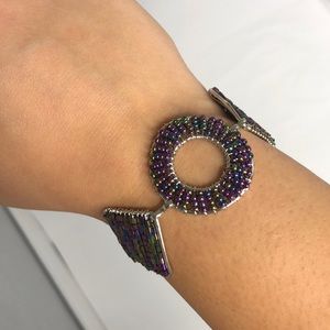 NWOT purple and silver beaded bracelet